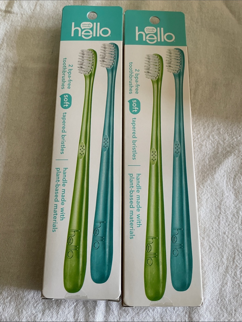 hello Soft Toothbrushes - Green & Teal - 2 Pack
